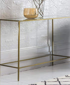 Antiqued Bronze Metal and Glass Console Table - The Farthing