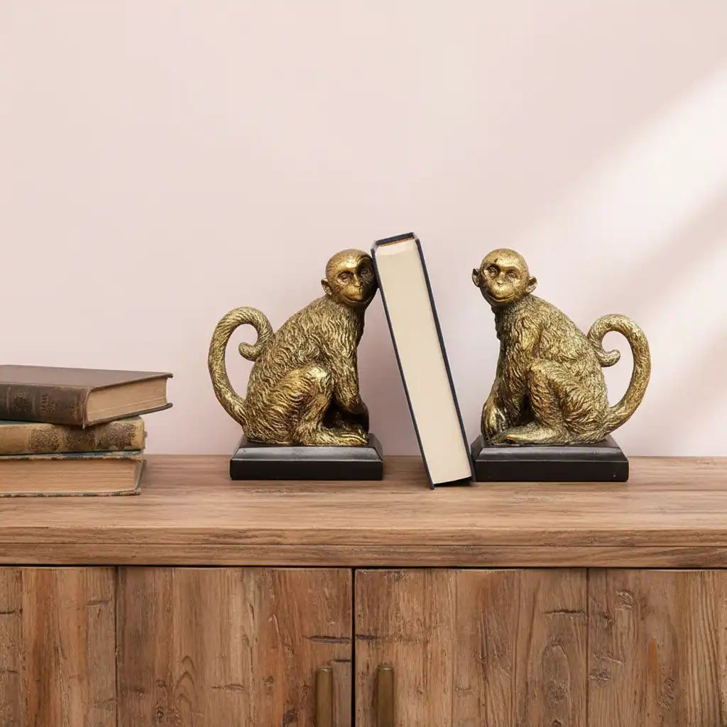 gold monkey bookends 