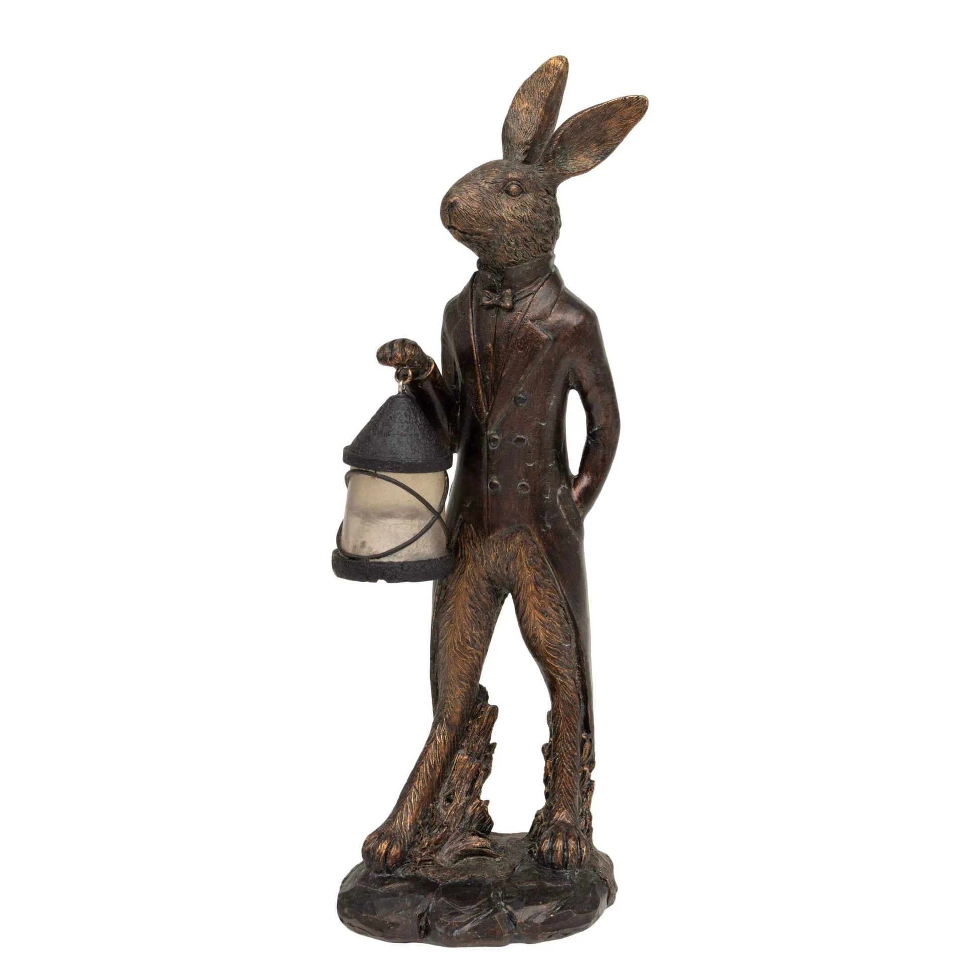 Antiqued Hare LED Lantern Ornament - The Farthing