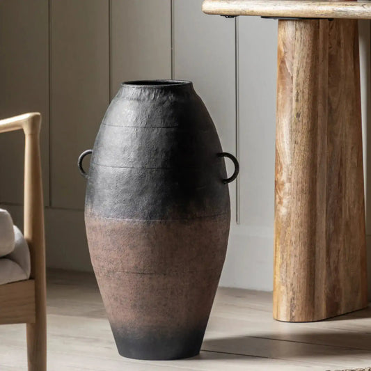 Antiqued Patina Black Vase - The Farthing