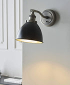 Antiqued Pewter & Black Dome Wall Light - The Farthing