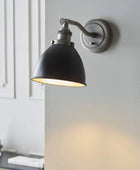 Antiqued Pewter & Black Dome Wall Light - The Farthing