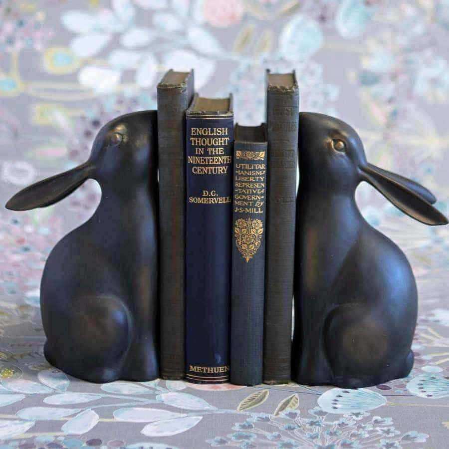 Antiqued Rabbit Bookends - The Farthing
