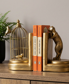 Antique Gold Curious Cat Bookends