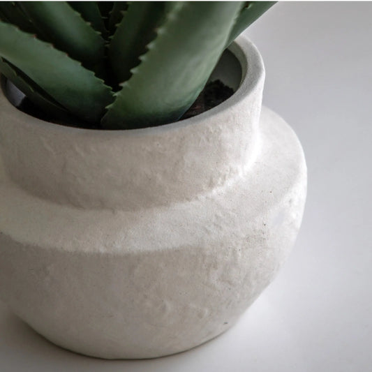 Artificial Aloe Vera in White Ceramic Pot - The Farthing