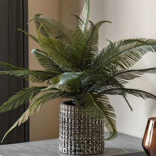 Artificial Green Feather Fern Ceramic Pot - The Farthing