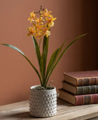 Artificial Orchid in White Ceramic Pot