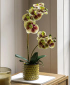 Artificial Orchid in Yellow Ceramic Pot - The Farthing