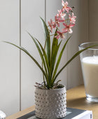 Artificial Pink Orchid in White Ceramic Pot - The Farthing