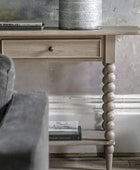 Beaded Edge Oak 2 Drawer Console Table - The Farthing