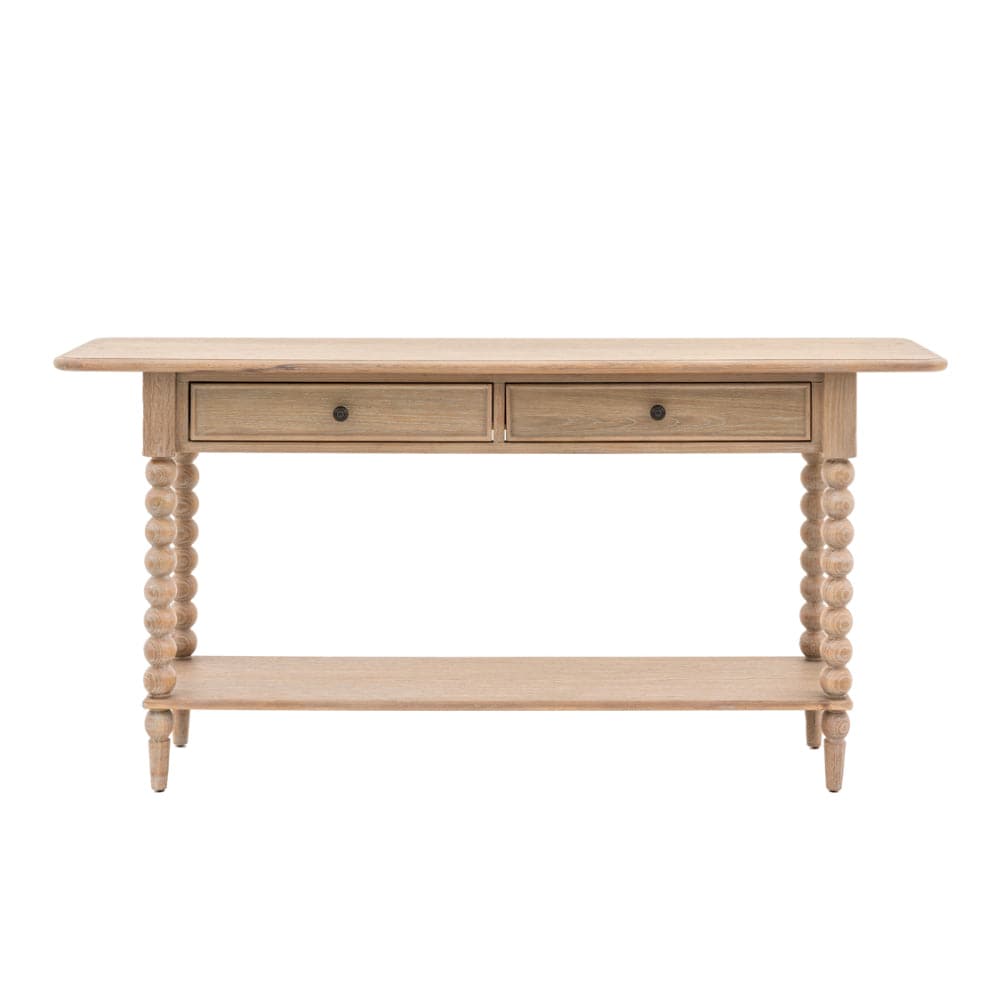 Beaded Edge Oak 2 Drawer Console Table - The Farthing