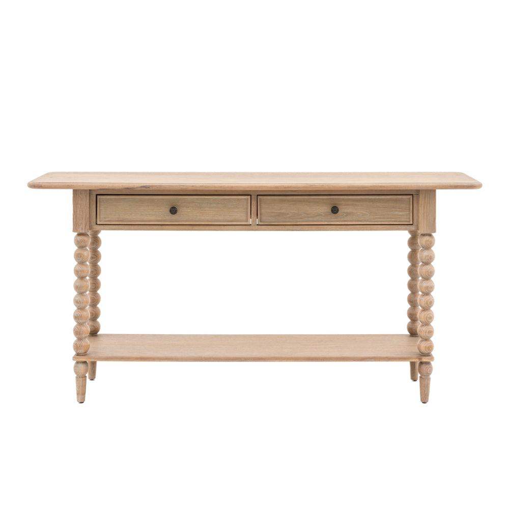 Beaded Edge Oak 2 Drawer Console Table - The Farthing