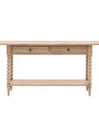 Beaded Edge Oak 2 Drawer Console Table - The Farthing