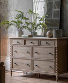 Beaded Edge Oak 7 Drawer Chest of Drawers - The Farthing