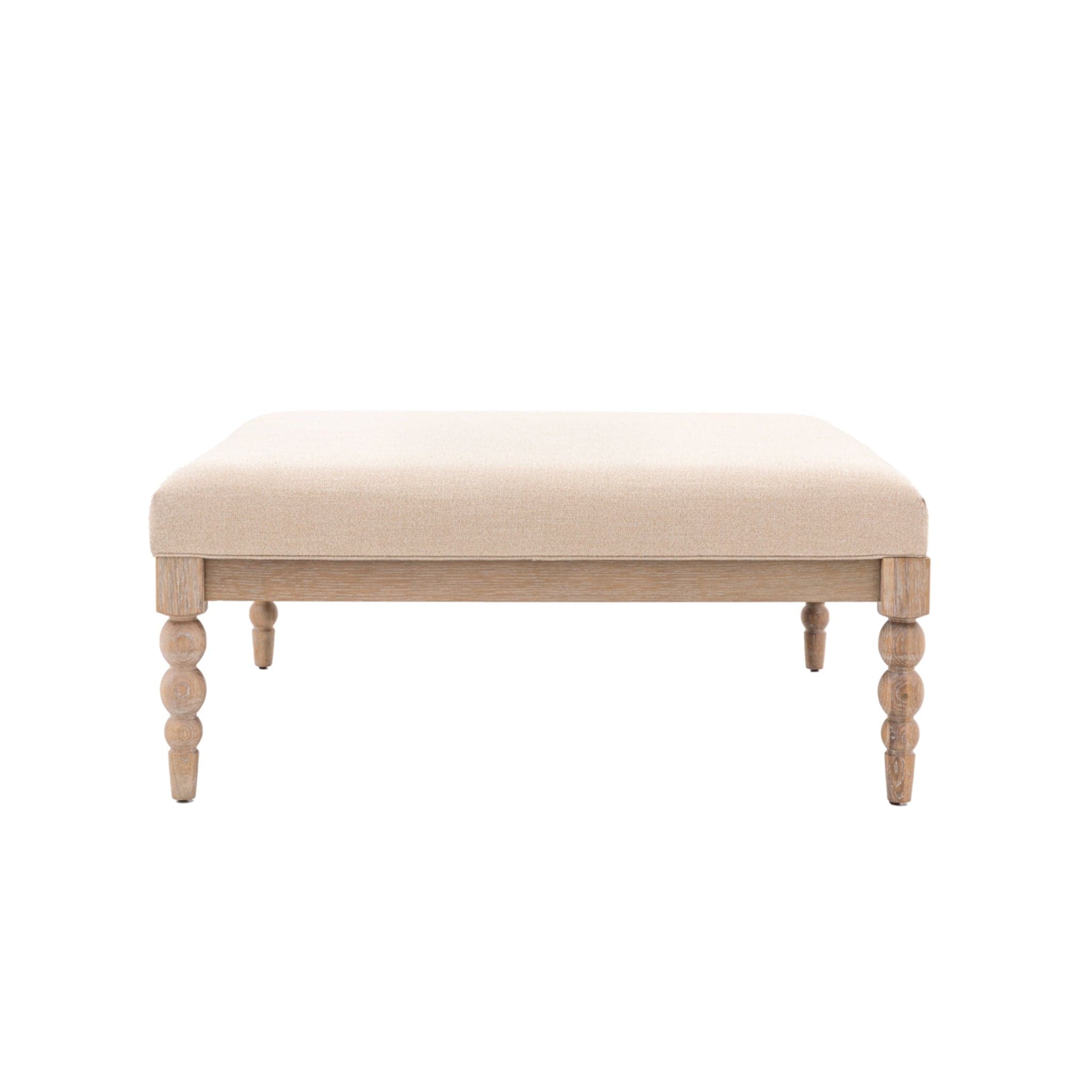 Beaded Edge Oak Coffee Table with Padded Fabric Top - The Farthing