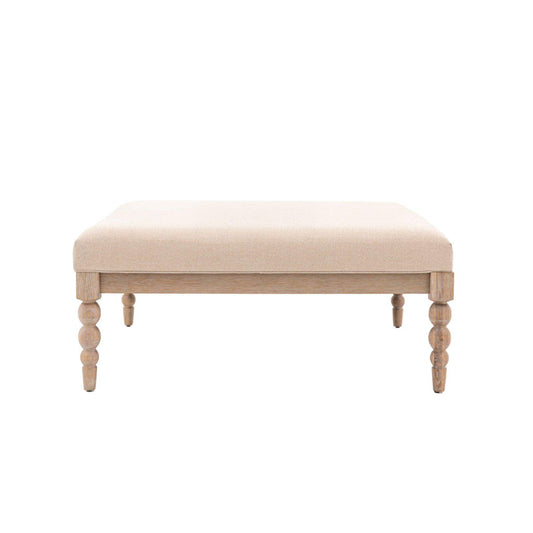 Beaded Edge Oak Coffee Table with Padded Fabric Top - The Farthing