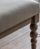 Beaded Edge Oak Coffee Table with Padded Fabric Top - The Farthing