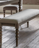 Beaded Edge Oak Dining Bench with Padded Fabric Top - The Farthing