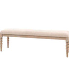 Beaded Edge Oak Dining Bench with Padded Fabric Top - The Farthing