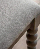 Beaded Edge Oak Dining Bench with Padded Fabric Top - The Farthing