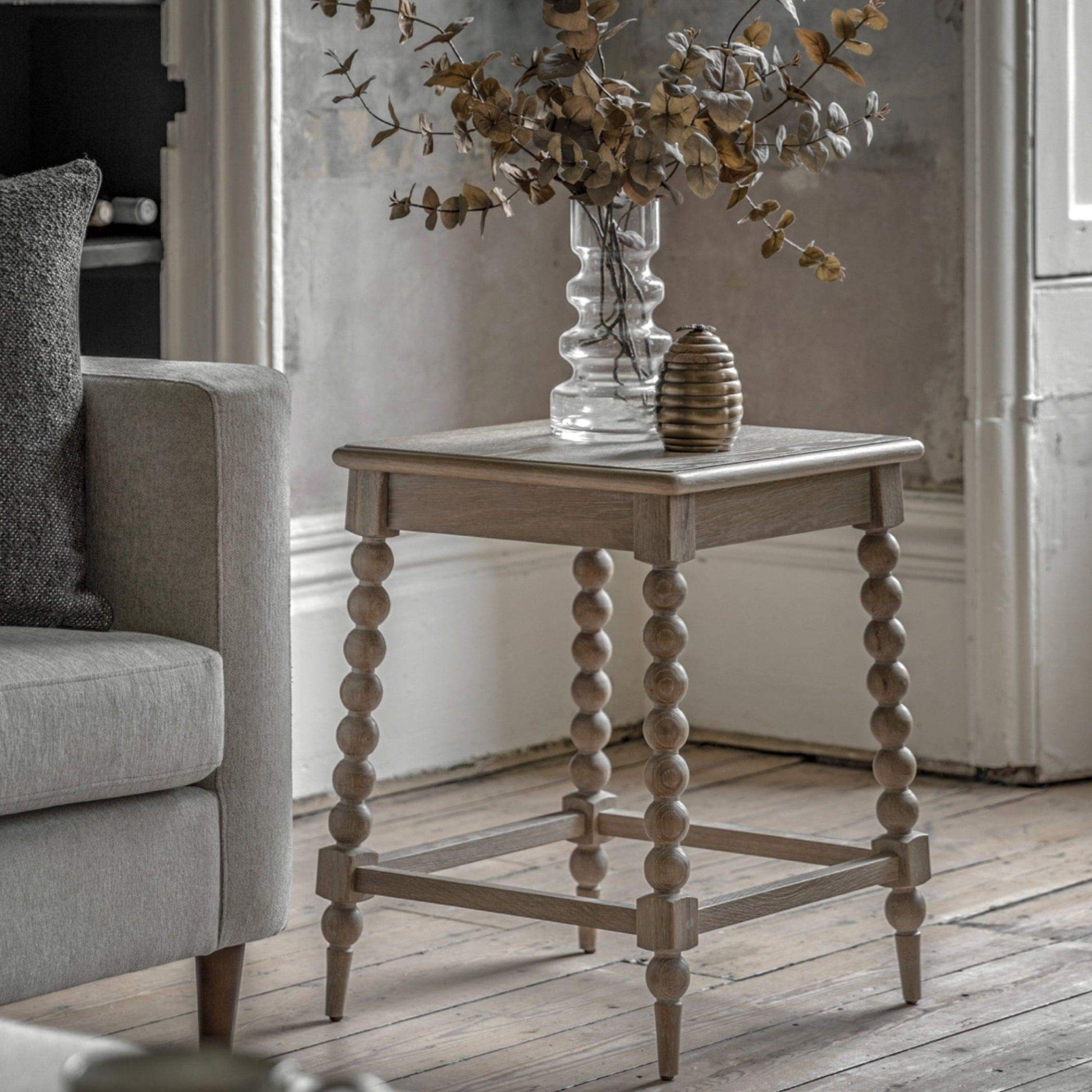 Beaded Edge Oak Side Table - The Farthing