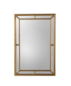 Beaded Rectangular Wall Mirror with Antique Gold Leaf Frame - The Farthing