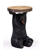 Bear-shaped side table with a wooden top on a white background