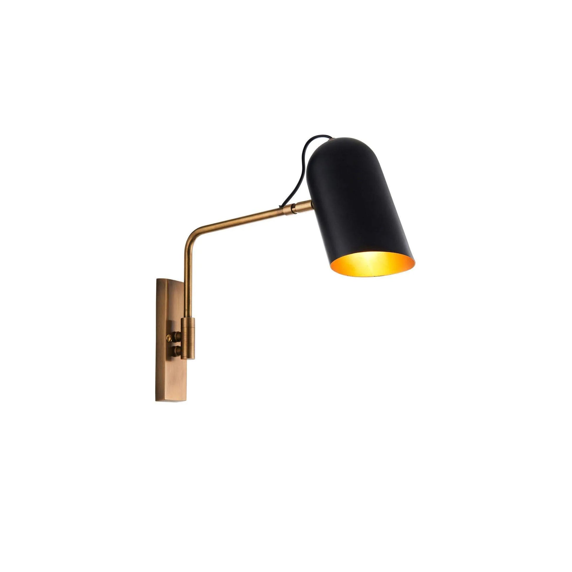 Black & Antiqued Brass Angled Wall Light - The Farthing