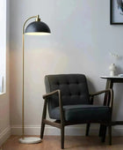 Black & Brass Mable Base Dome Floor Lamp - The Farthing