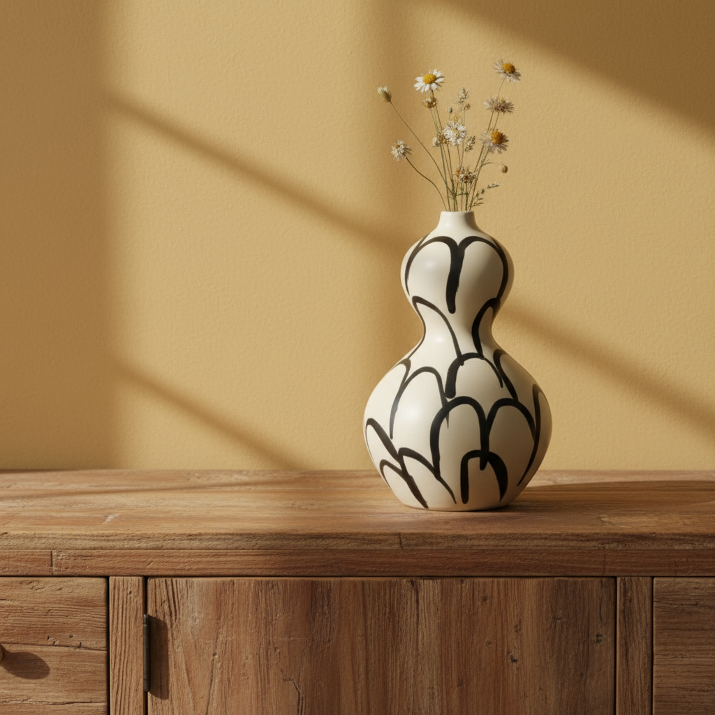 Black & Cream Curvaceous Vase