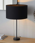 Black & Glass Cylinder Table Lamp - The Farthing