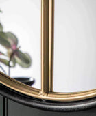 Black and Gold Framed Round Window Mirror - The Farthing