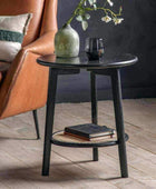 Black Art Deco Inspired Round Side Table - The Farthing