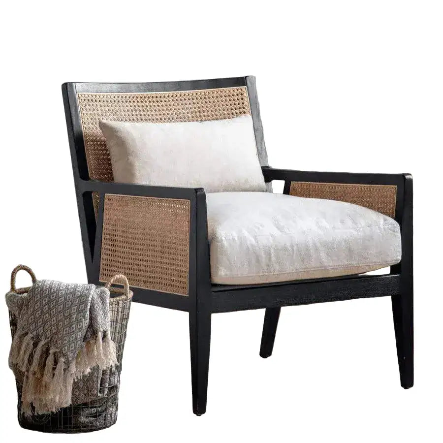 Black Ash with Contrasting Rattan Armchair