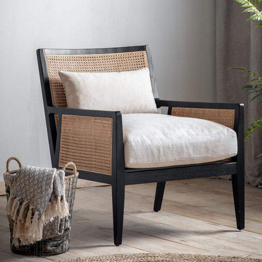 Black Ash with Contrasting Rattan Armchair 1