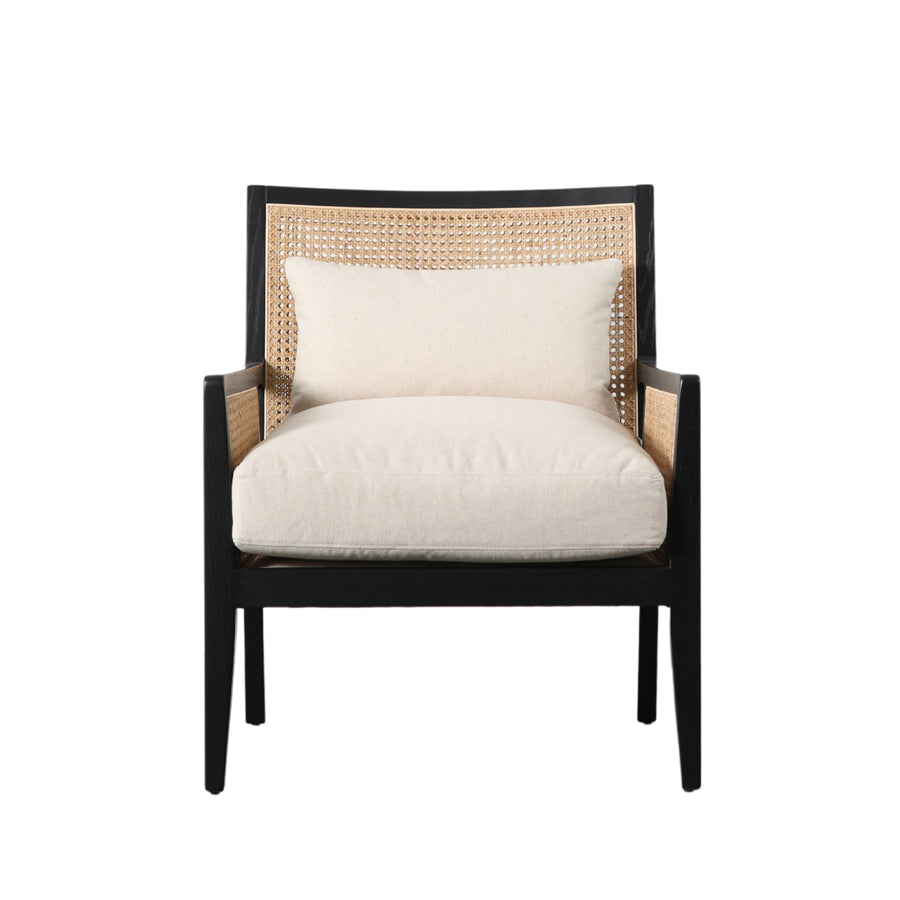 Black Ash with Contrasting Rattan Armchair - The Farthing