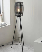 Black Bamboo & Metal Tripod Floor Lamp - The Farthing