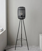 Black Bamboo & Metal Tripod Floor Lamp - The Farthing