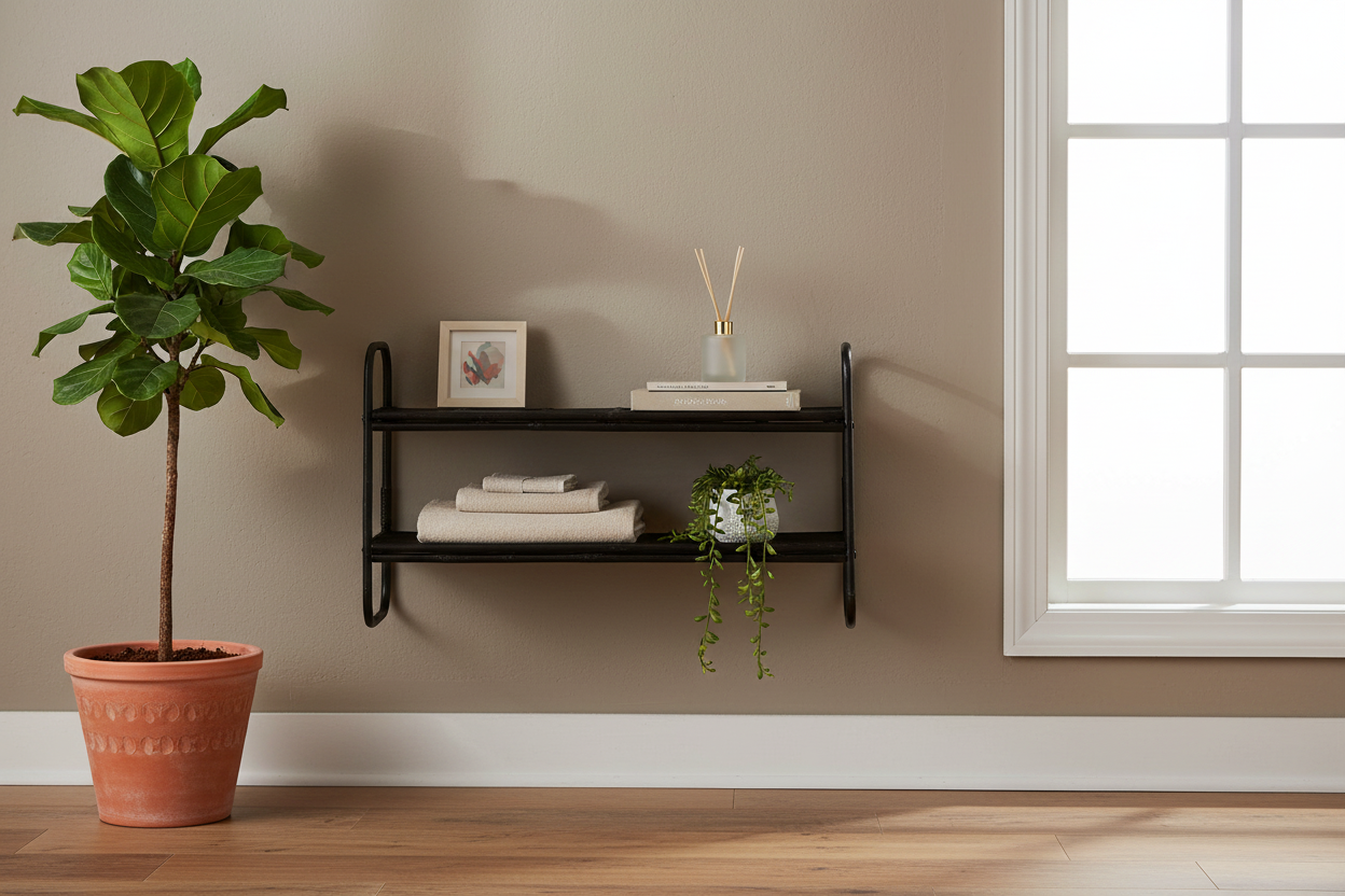 Black Bamboo Wall Shelf