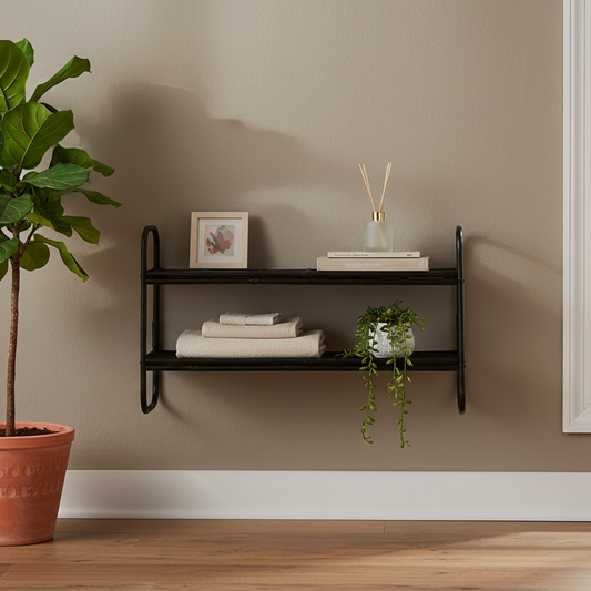 Black Bamboo Wall Shelf