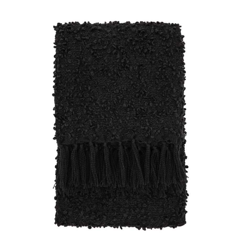 Black Boucle Texture Throw - The Farthing
