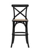 Black Crossed Back Woven Cane Topped Cafe Bar Stools - Pack of 2 - The Farthing