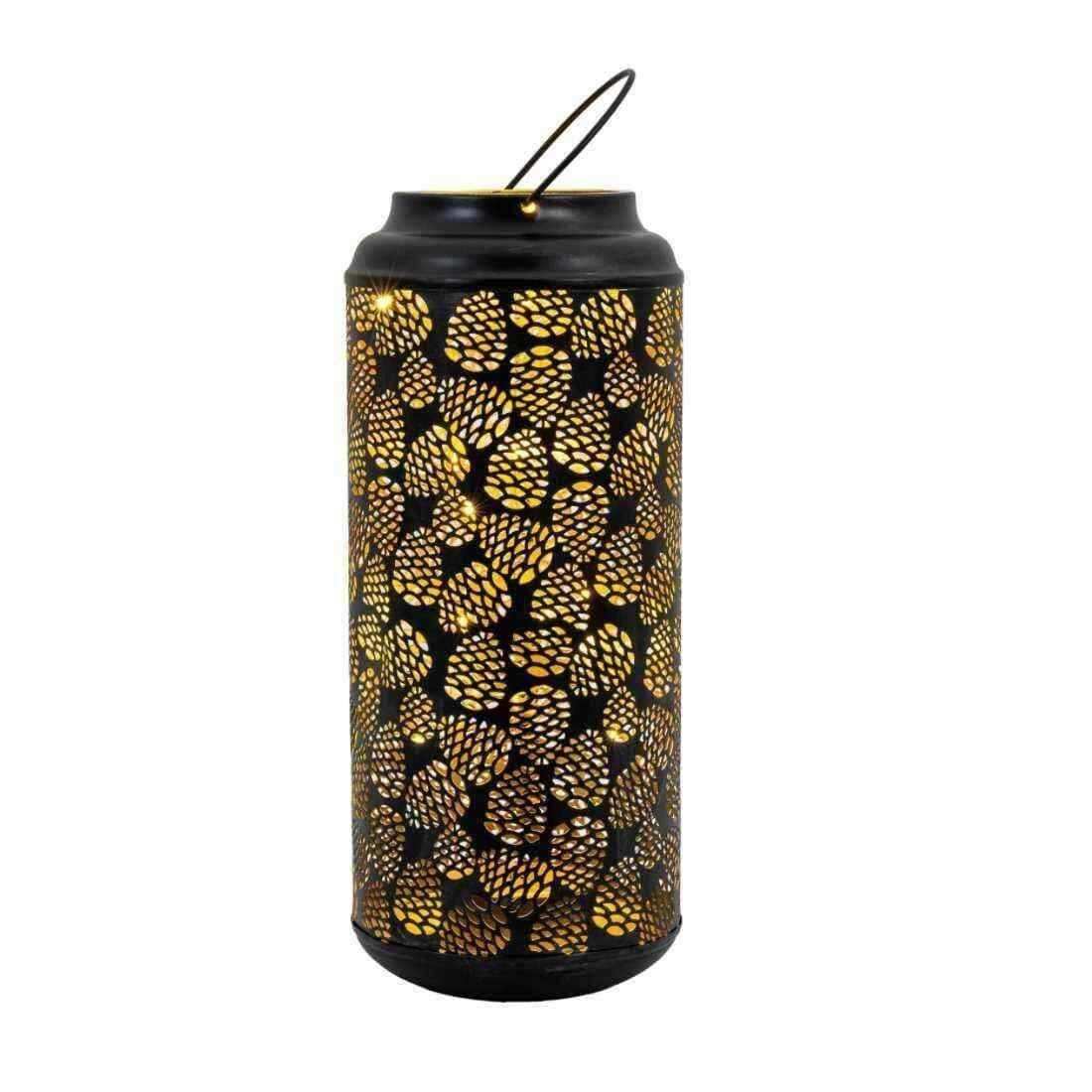 Black Cut Out Pinecone LED Lantern - choice of size - The Farthing