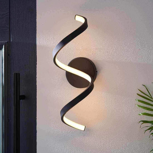 Black Exterior Swirl LED Wall Light - The Farthing