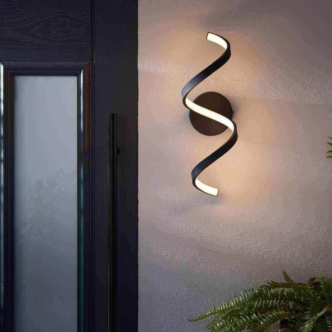 Black Exterior Swirl LED Wall Light - The Farthing