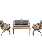 Black Frame Woven PE Rattan Outdoor Lounge Set - The Farthing