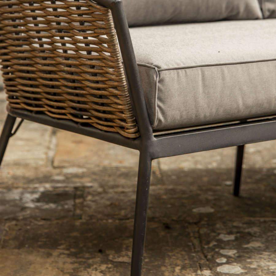 Black Frame Wrap Around Woven PE Rattan Outdoor Lounge Set - The Farthing