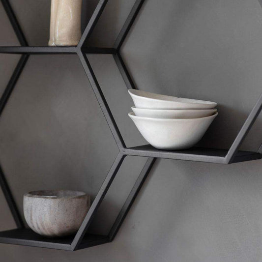 Black Hexagonal Metal Wall Shelf - The Farthing