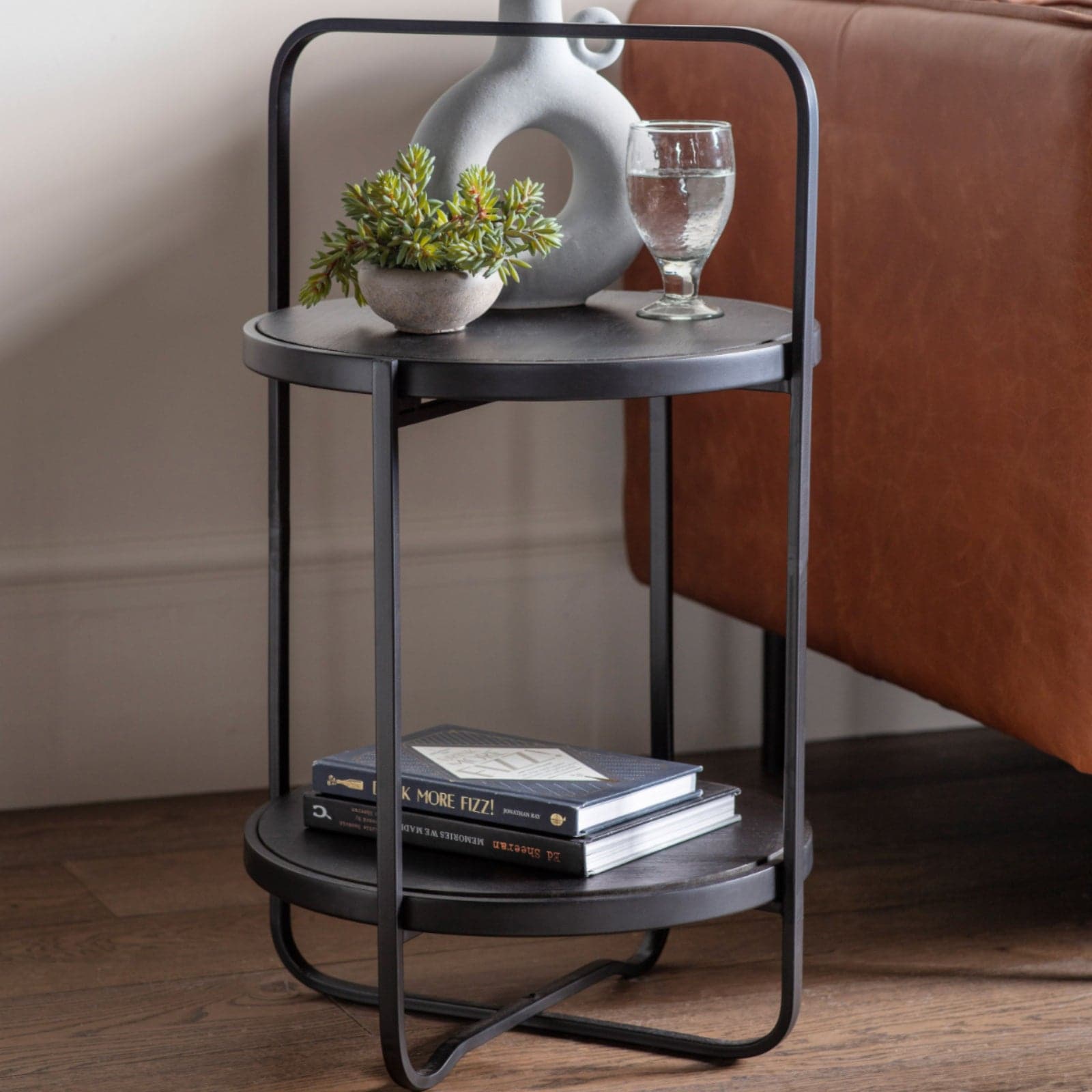 Black Industrial Styled Looped Top Side Table - The Farthing
