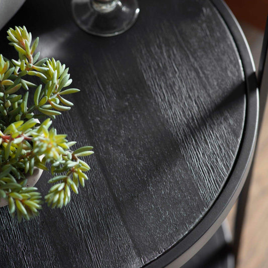 Black Industrial Styled Looped Top Side Table - The Farthing